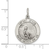 Sterling Silver Pendant with Infant Jesus Have Mercy on Us Design, Catholic Devotional Medal