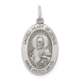 Sterling Silver Sacred Heart of Jesus Oval Medal with Have Mercy on Us Text