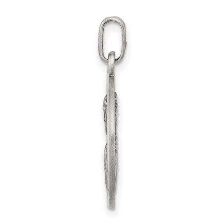 Sterling Silver Sacred Heart of Jesus Pendant with Radiant Heart Symbol for Men or Women
