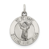 Sterling Silver Pendant, Divino Niño Jesús Yo Reinaré Religious Medallion, Catholic Christian Jewelry