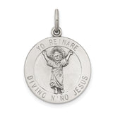 Sterling Silver Pendant, Divino Niño Jesus Catholic Medal with Yo Reinare Engraving