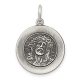 Sterling Silver Raised Jesus Christ Pendant with Crown of Thorns and Radiant Halo
