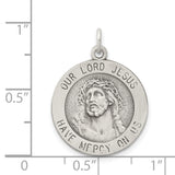 Sterling Silver Jesus Medal Pendant with Crown of Thorns, Christian Faith Devotional Jewelry