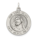 Sterling Silver Jesus Medal Pendant with Crown of Thorns, Christian Faith Devotional Jewelry