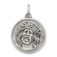 Sterling Silver Jesus Christ Pendant with Crown of Thorns, Religious Medal for Christians