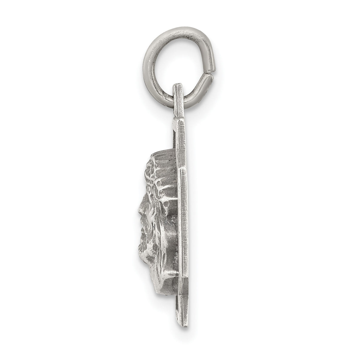 Sterling Silver Jesus Christ Pendant with Crown of Thorns, Christian Medal for Men