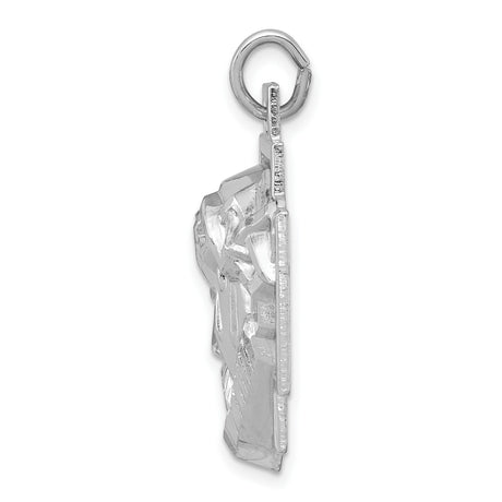 Sterling Silver Jesus Face Pendant with Crown of Thorns on Cross Background