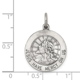 Sterling Silver Jesus Mercy Pendant with Crown of Thorns and Radiant Lines