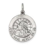 Sterling Silver Jesus Mercy Pendant with Crown of Thorns and Radiant Lines