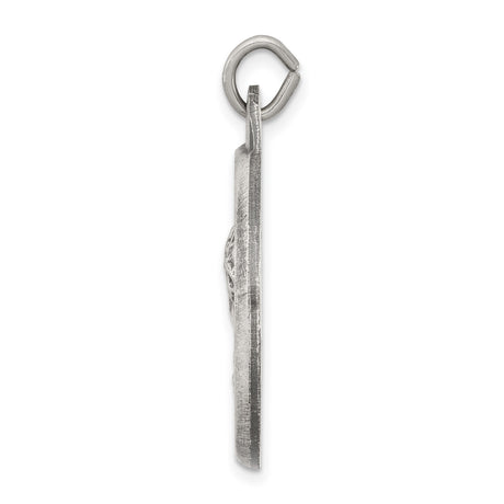 Sterling Silver Jesus Christ Pendant with Crown of Thorns and Radiant Background