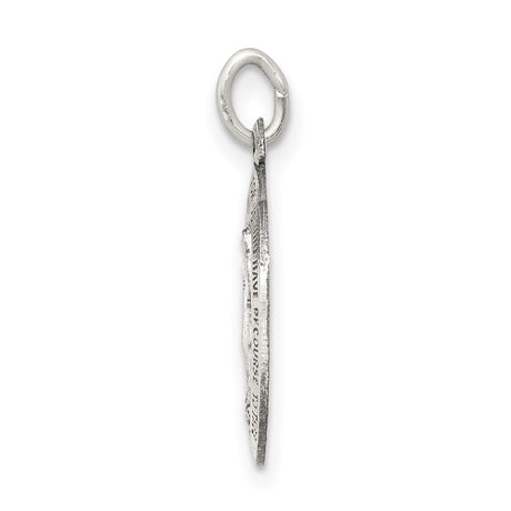 Sterling Silver Miraculous Medal Pendant, Virgin Mary with O Mary Inscription, Catholic Devotional Charm