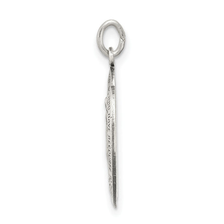 Sterling Silver Miraculous Medal Pendant with Virgin Mary Inscription, Catholic Religious Charm