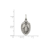 Sterling Silver Miraculous Medal Pendant Featuring Virgin Mary and O Mary Conceived Inscription