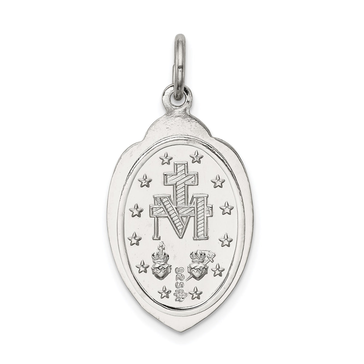 Sterling Silver Miraculous Medal Pendant Featuring Virgin Mary and 1830 Inscription