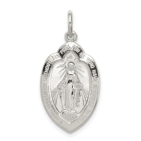 Sterling Silver Miraculous Medal Pendant Featuring Virgin Mary and 1830 Inscription