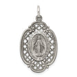 Sterling Silver Miraculous Medal Pendant Featuring Virgin Mary and Openwork Design