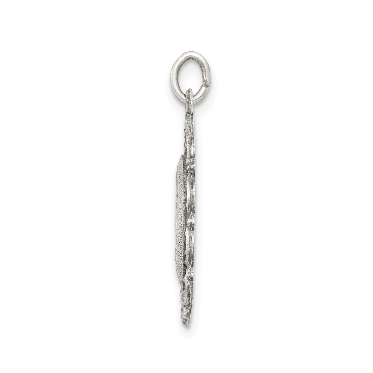 Sterling Silver Miraculous Medal Pendant with Virgin Mary and O Mary Conceived Inscription