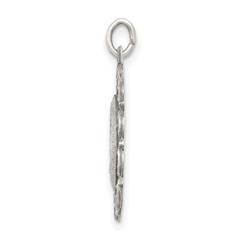 Sterling Silver Miraculous Medal Pendant with Virgin Mary and O Mary Conceived Inscription