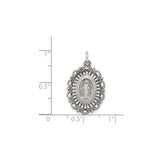 Sterling Silver Miraculous Medal Pendant with Virgin Mary and O Mary Conceived Inscription