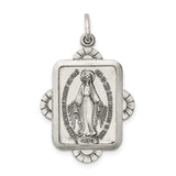Sterling Silver Miraculous Medal Pendant Featuring Virgin Mary and 1830 Inscription