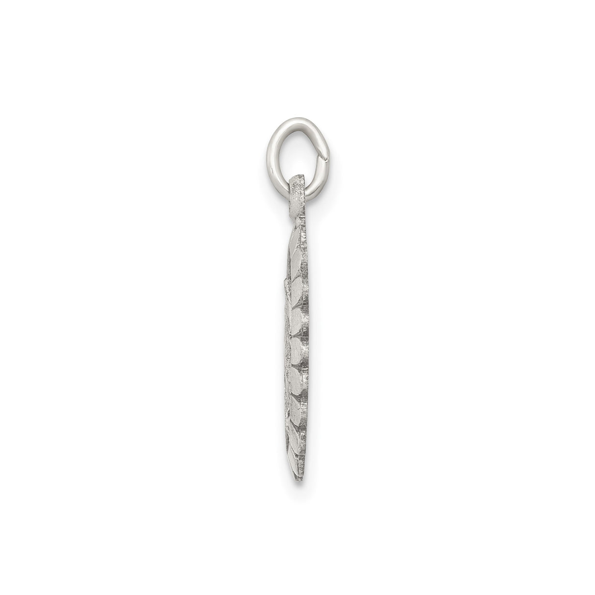 Sterling Silver Miraculous Medal Pendant, Virgin Mary Scalloped Oval with 1830 Inscription