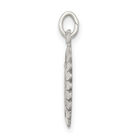 Sterling Silver Miraculous Medal Pendant, Virgin Mary Scalloped Oval with 1830 Inscription