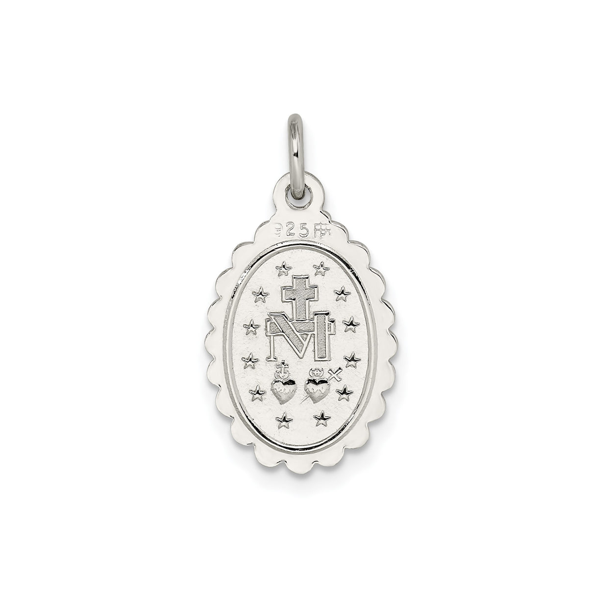 Sterling Silver Miraculous Medal Pendant Featuring Virgin Mary and 1830 Inscription
