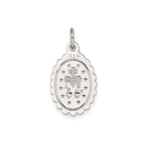 Sterling Silver Miraculous Medal Pendant Featuring Virgin Mary and 1830 Inscription
