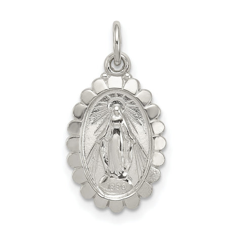 Sterling Silver Miraculous Medal Pendant Featuring Virgin Mary and 1830 Inscription