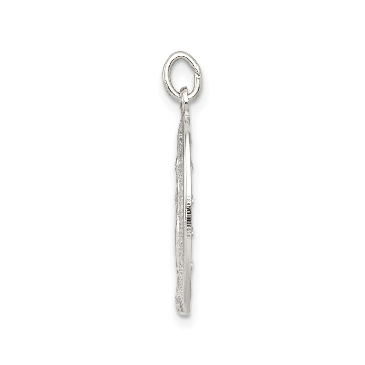 Sterling Silver Miraculous Medal Pendant with Virgin Mary and Religious Inscription