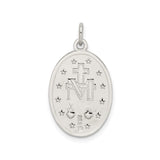 Sterling Silver Miraculous Medal Pendant with Virgin Mary and Religious Inscription
