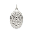 Sterling Silver Miraculous Medal Pendant with Virgin Mary and Religious Inscription