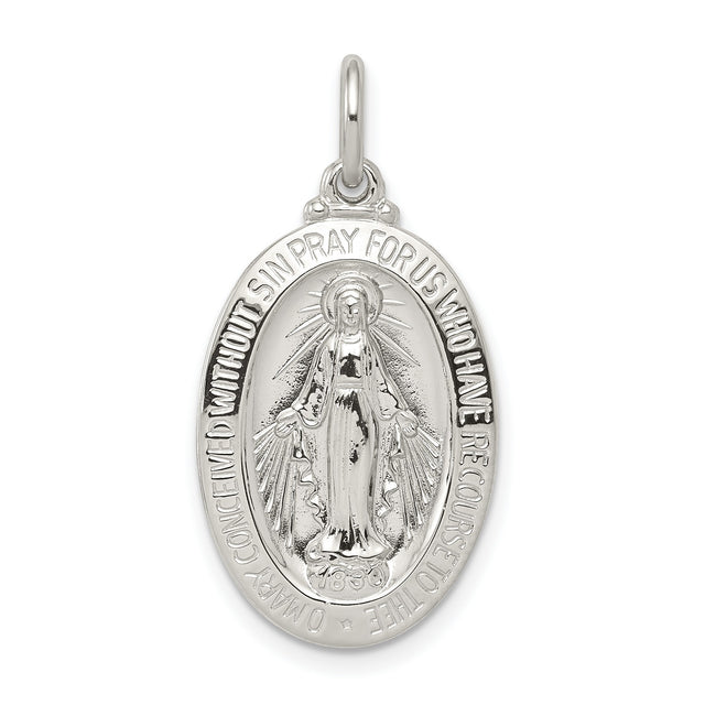 Miraculous Medal Charm Pendant in Real 925 Sterling Silver