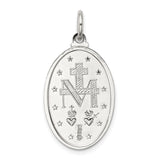 Sterling Silver Miraculous Medal Pendant Featuring Virgin Mary and Inscription