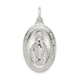 Sterling Silver Miraculous Medal Pendant Featuring Virgin Mary and Inscription
