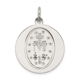 Sterling Silver Miraculous Medal Pendant with Virgin Mary Inscription, Catholic Religious Charm