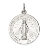 Sterling Silver Miraculous Medal Pendant with Virgin Mary Inscription, Catholic Religious Charm
