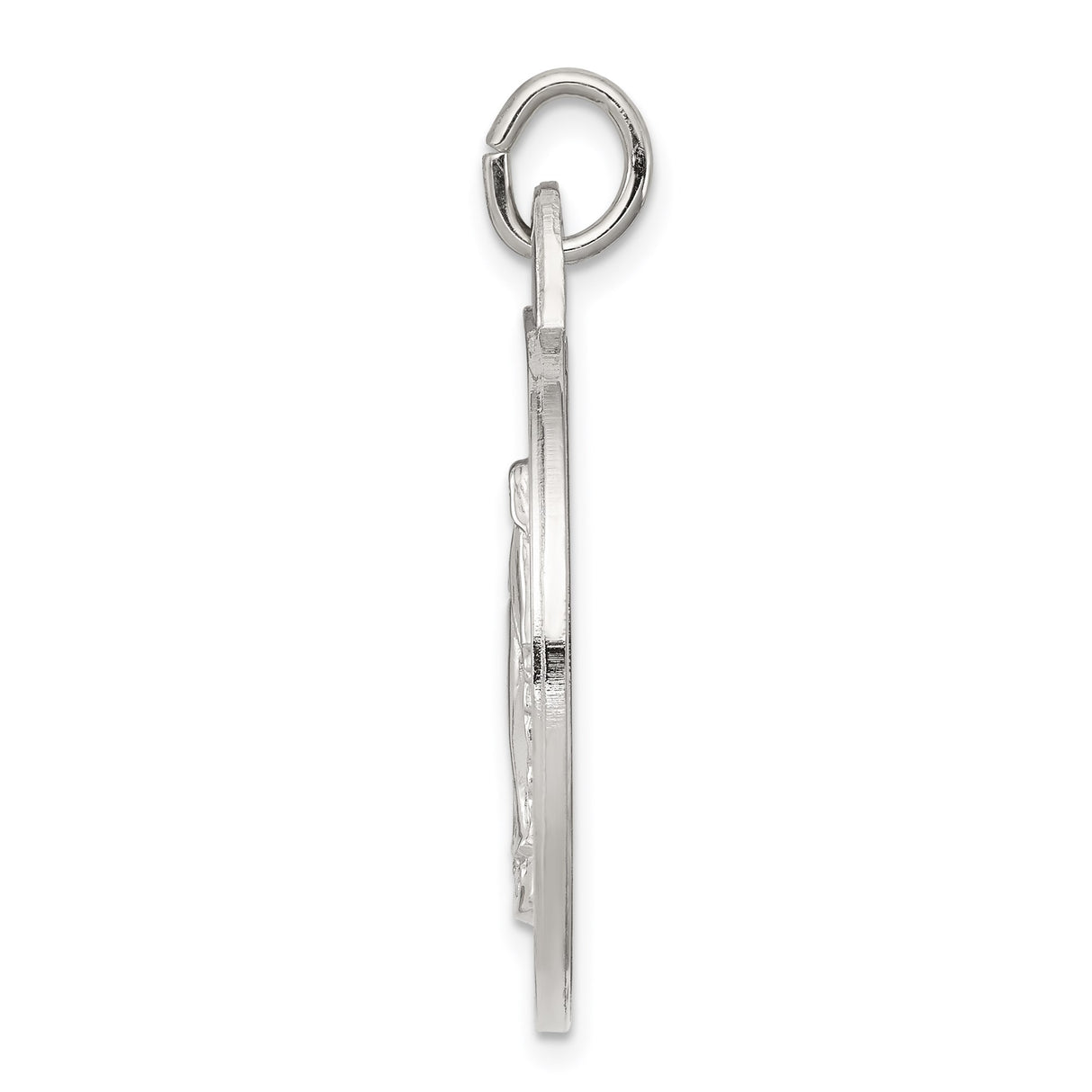 Sterling Silver Miraculous Medal Pendant with Virgin Mary and Religious Inscription