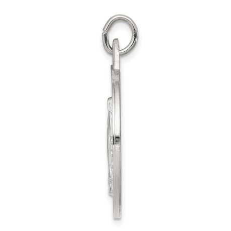 Sterling Silver Miraculous Medal Pendant with Virgin Mary and Religious Inscription