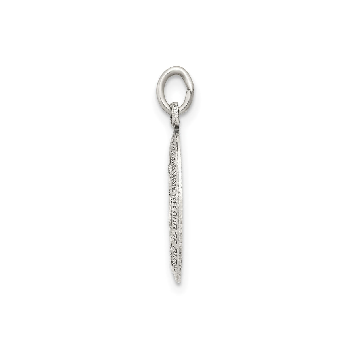 Sterling Silver Miraculous Medal Pendant, Virgin Mary with O Mary Conceived Inscription, Catholic Design