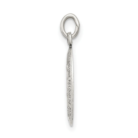 Sterling Silver Miraculous Medal Pendant, Virgin Mary with O Mary Conceived Inscription, Catholic Design