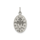 Sterling Silver Miraculous Medal Pendant, Virgin Mary with O Mary Conceived Inscription, Catholic Design
