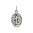 Sterling Silver Miraculous Medal Pendant, Virgin Mary with O Mary Conceived Inscription, Catholic Design