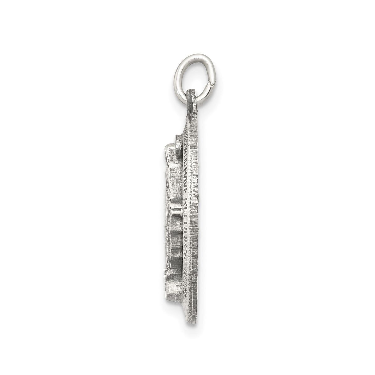 Sterling Silver Miraculous Medal Pendant with Virgin Mary and Radiant Rays