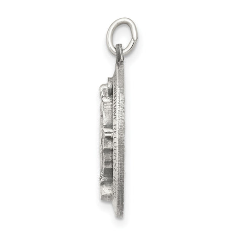 Sterling Silver Miraculous Medal Pendant with Virgin Mary and Radiant Rays