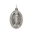 Sterling Silver Miraculous Medal Pendant with Virgin Mary and Radiant Rays