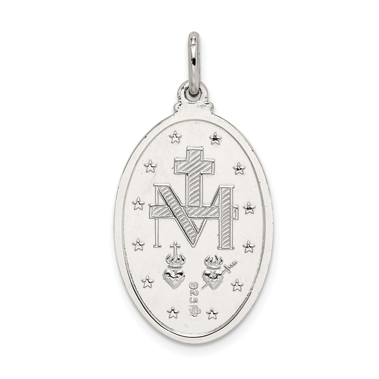 Sterling Silver Miraculous Medal Pendant Featuring Virgin Mary and 1830 Inscription
