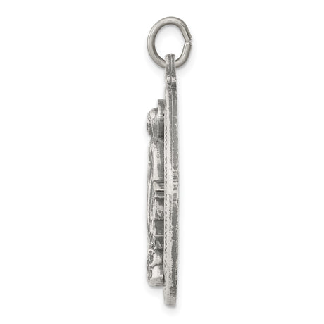 Sterling Silver Miraculous Medal Pendant with Virgin Mary and 1830 Inscription