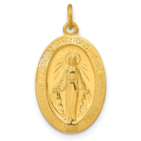 Sterling Silver Miraculous Medal Pendant, Gold Plated Virgin Mary, Catholic Faith Jewelry for Women