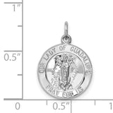 Round Our Lady of Guadalupe Pray For Us Charm Pendant in Real 925 Sterling Silver